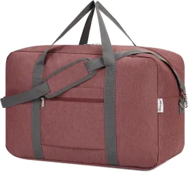 For United Airlines Foldable Carry on Bag 22x14x9 Travel Duffel Bag Packable luggage Duffle for Women and Men 40L (Jujube Red)
