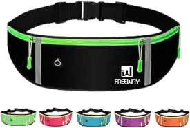 FREEWAYMultifunction Running Bag - Sports belt - Training Belt with Water Bottle Holder - Sports Belt with Zipper - for Men and Women (BLACK)