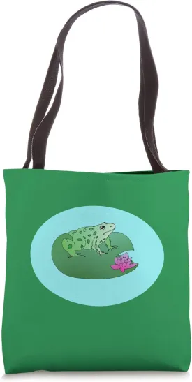 Frog Lily Pad Frog Pond Lotus Frog lover Tote Bag