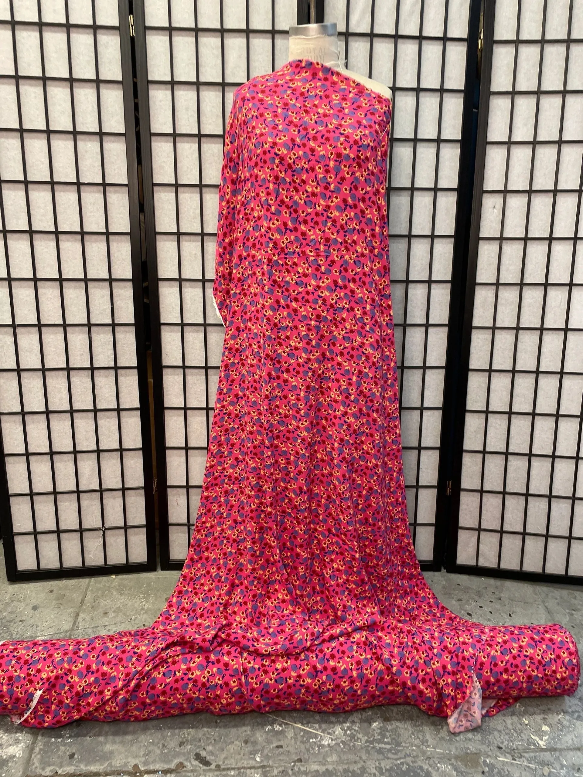 Fun & Colorful Floral Rayon Crepe - Fuchsia Pink / Purple / Red / Orange / Blue