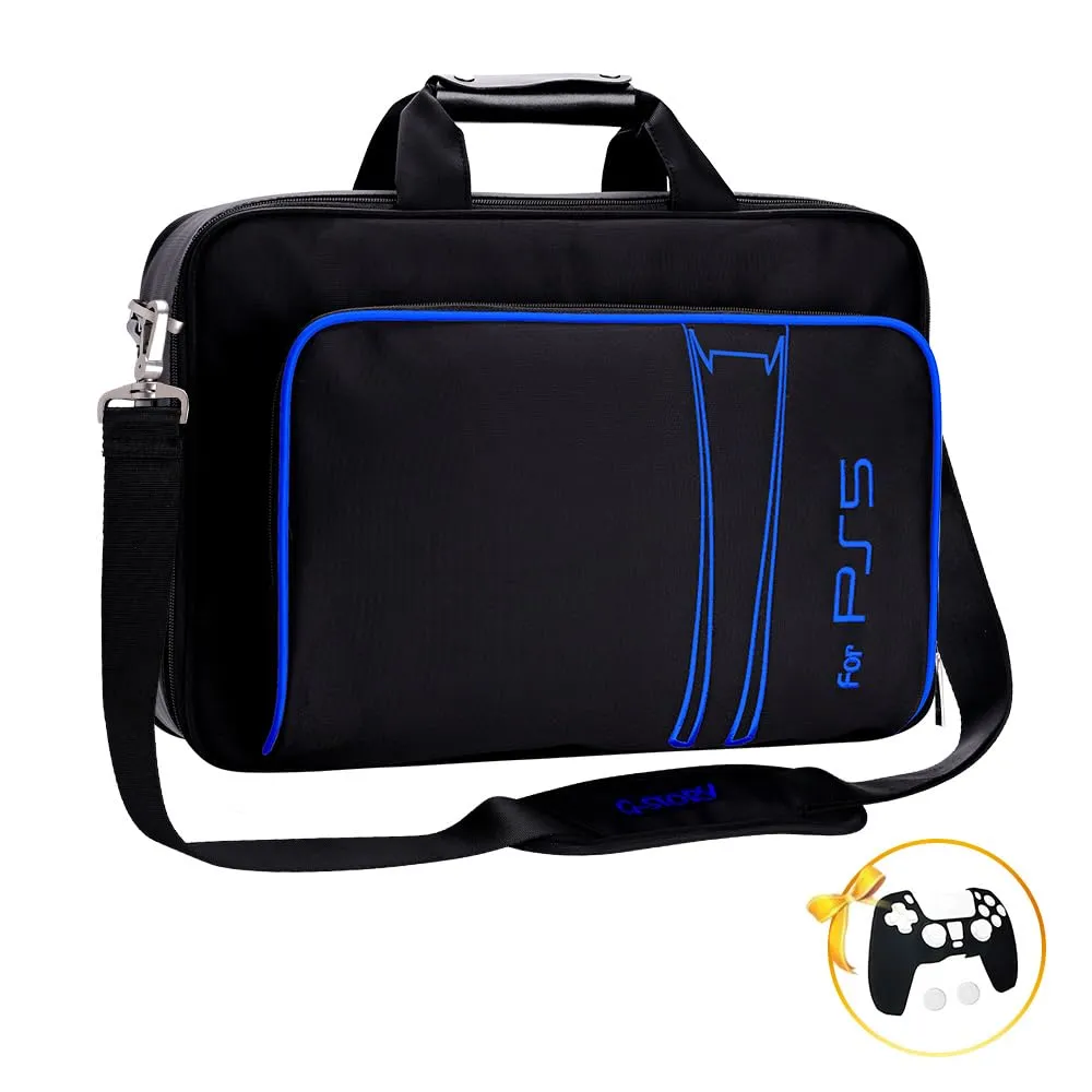 G-STORY Case Storage Bag, Carrying Case Compatible with PS5 Disc and Digital Edition, Travel Bag for Controller, Included Silicone Cover Skin Protector