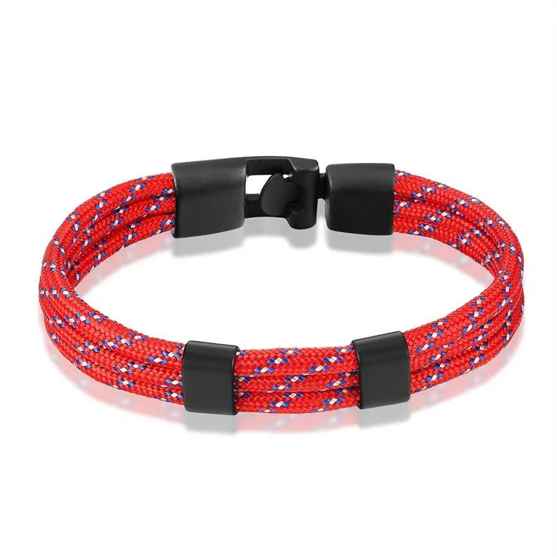 Gianluigi Nautical Rope Bracelet With Matte Black Buckle