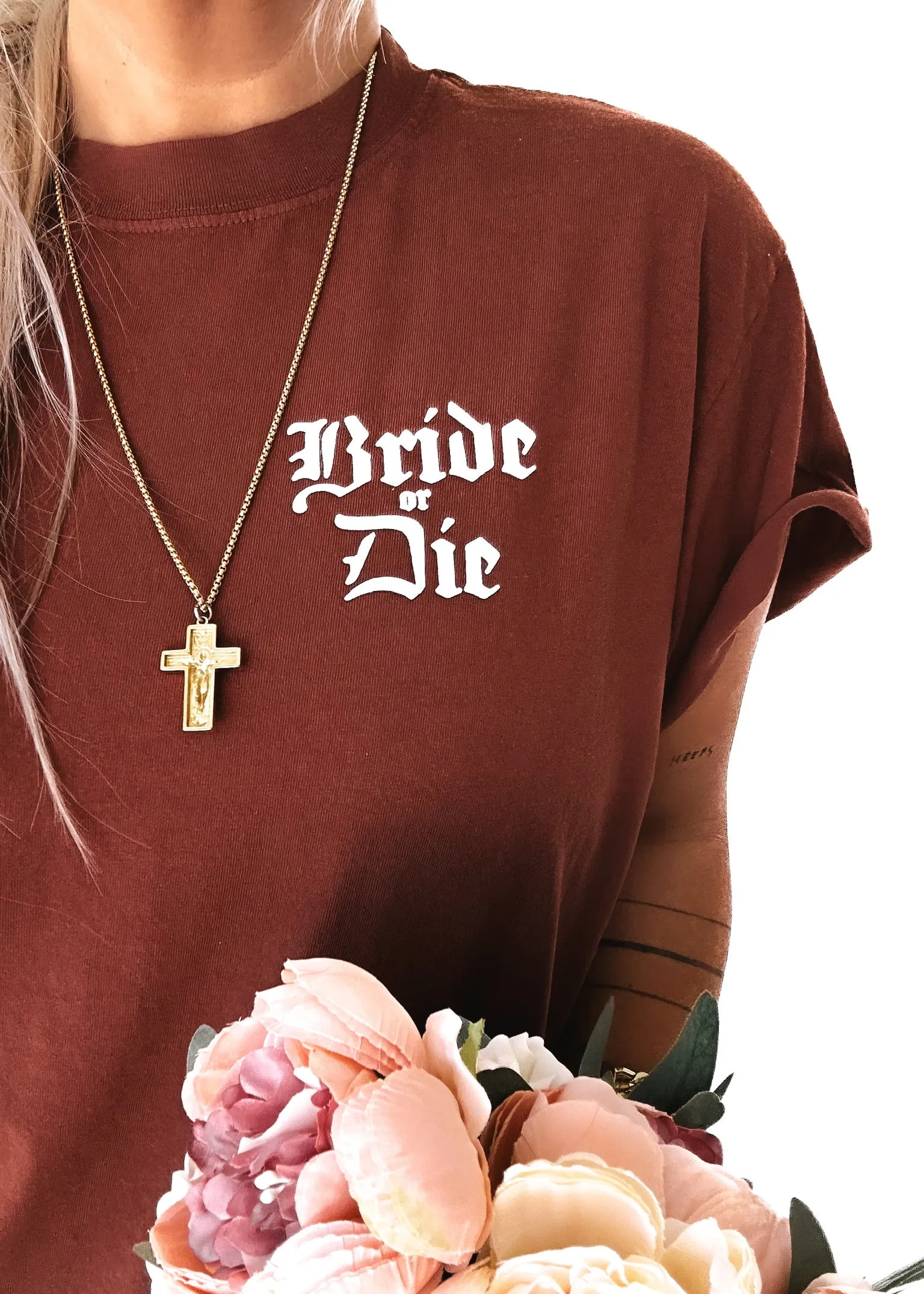 GOTHIC BRIDE OR DIE SIDE SLIT TEE