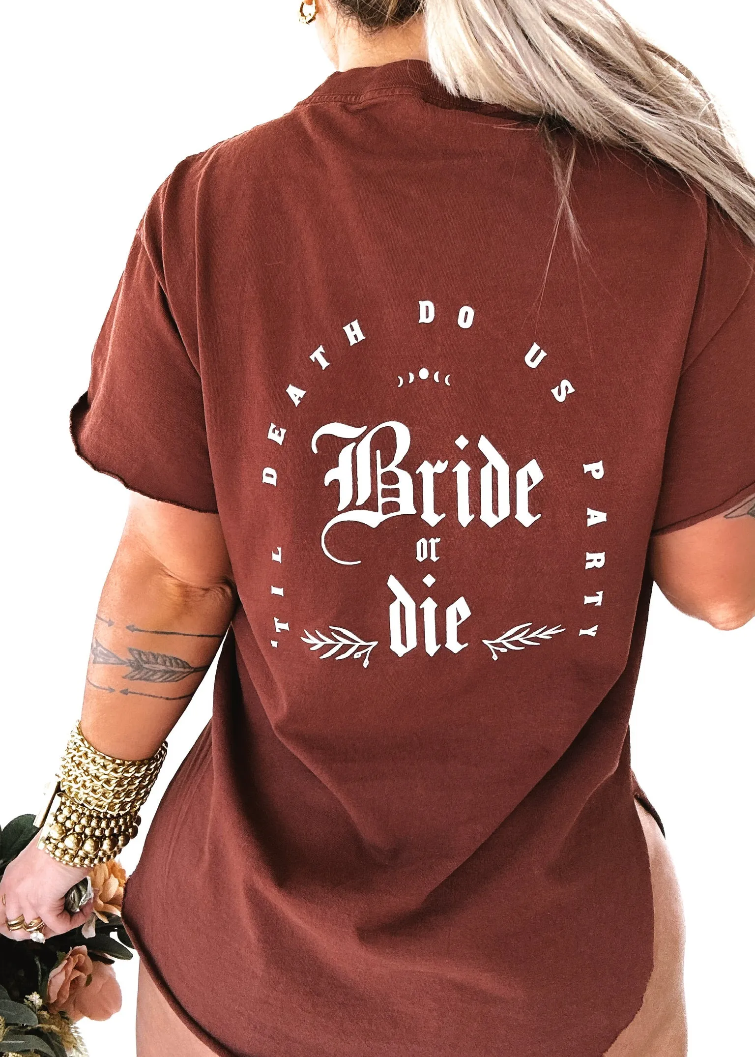 GOTHIC BRIDE OR DIE SIDE SLIT TEE