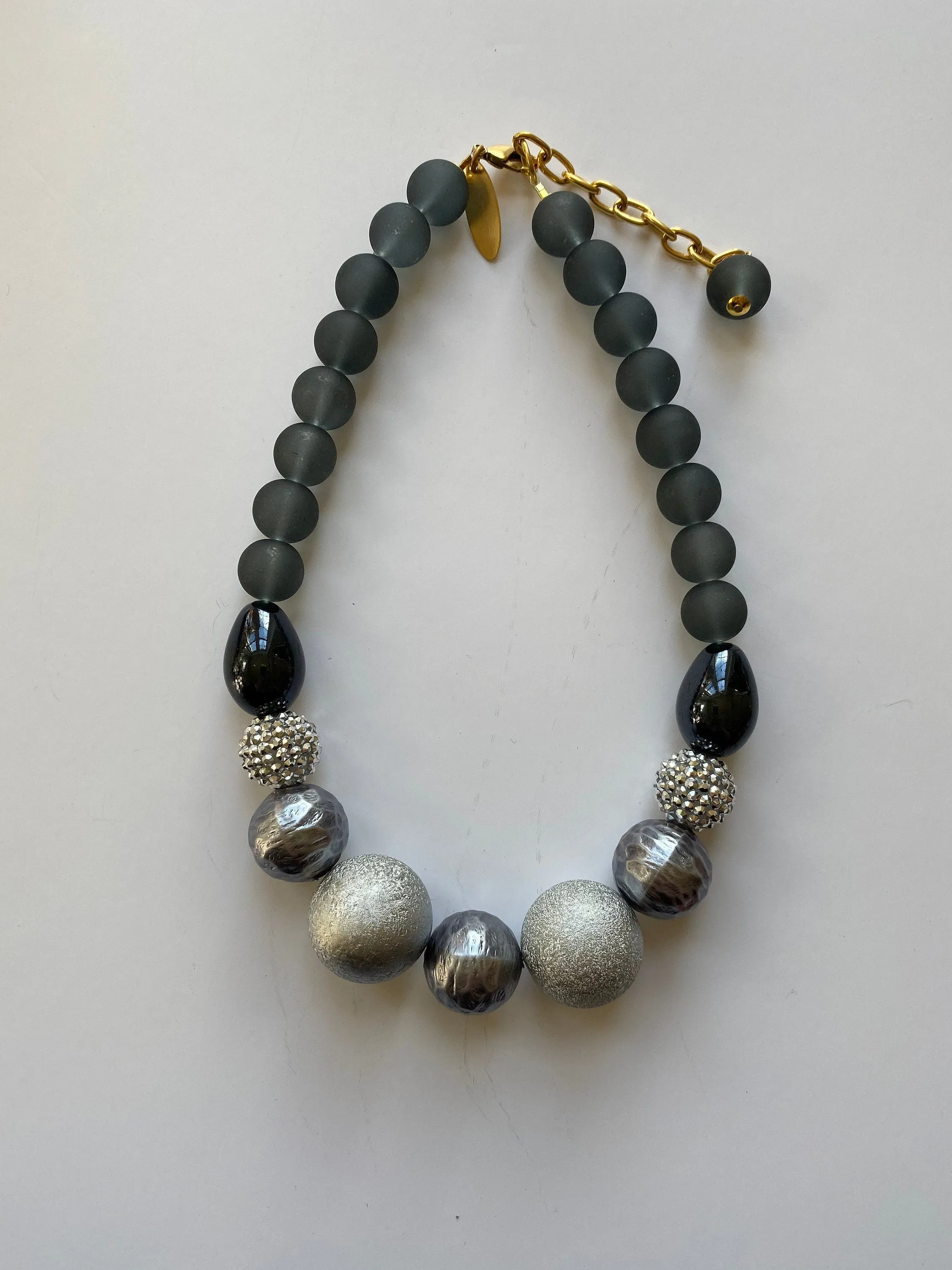 Gray and Black Queen Mum Choker Statement Necklace