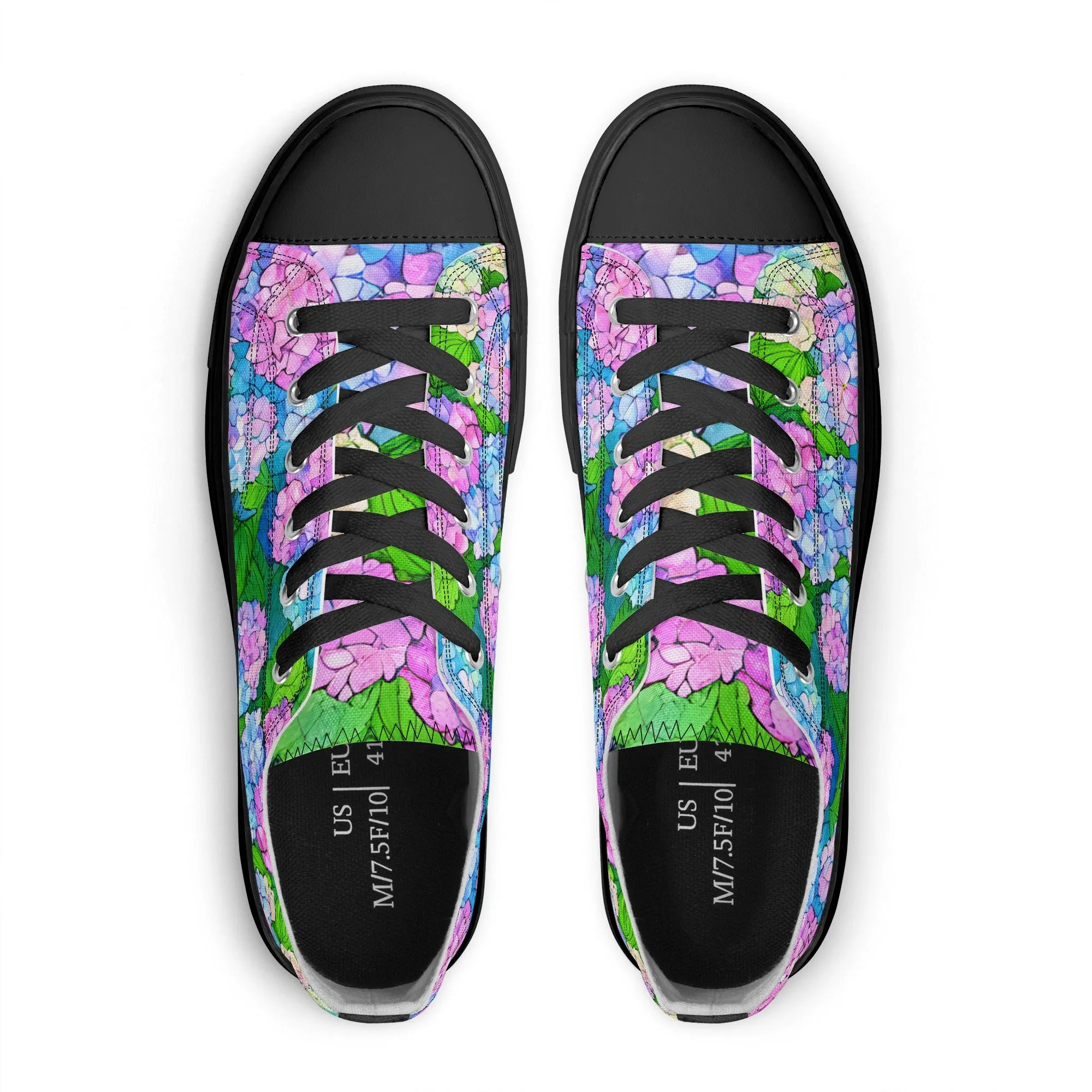 Hydrangea Mens Low Top Shoes, Garden Classic Canvas Converse Sneakers.