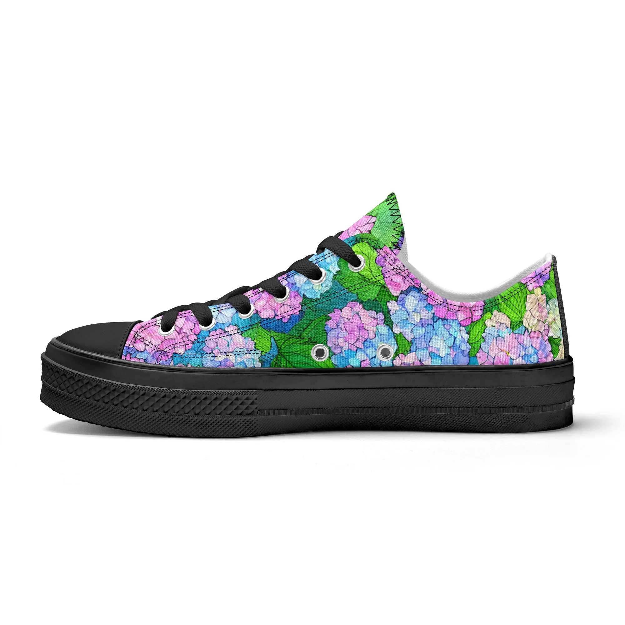 Hydrangea Mens Low Top Shoes, Garden Classic Canvas Converse Sneakers.