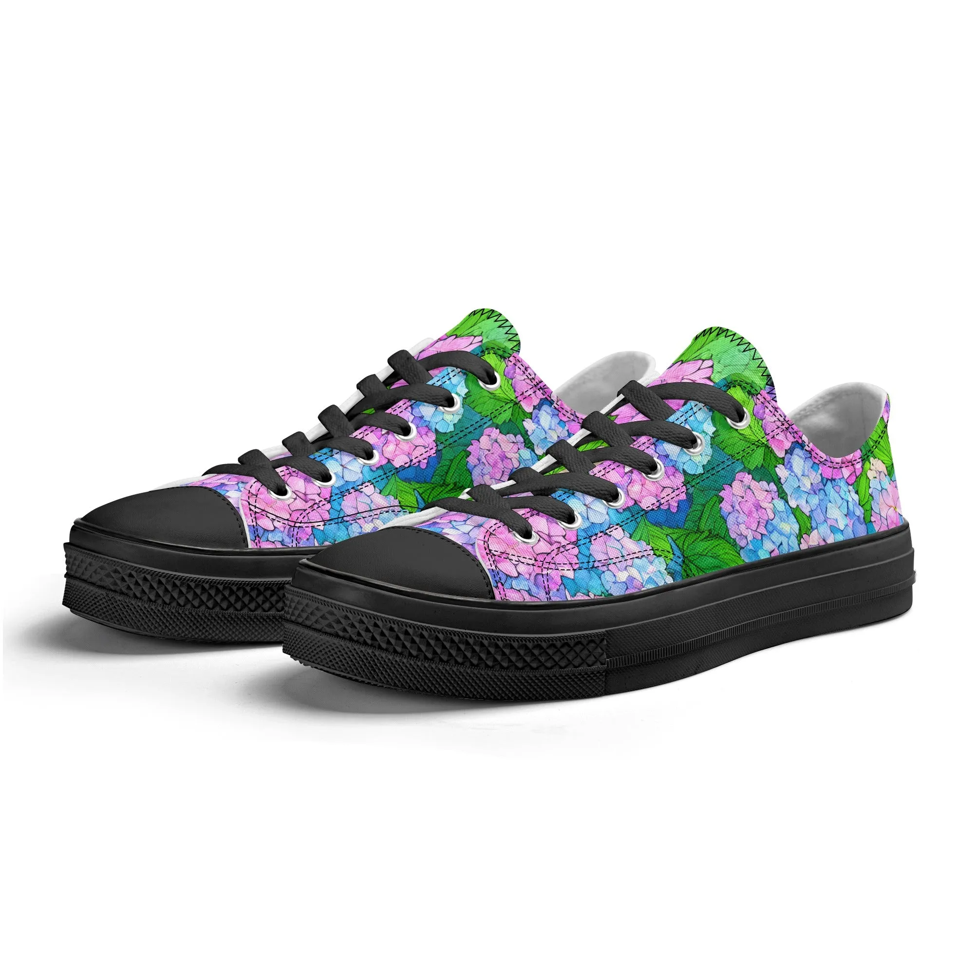 Hydrangea Mens Low Top Shoes, Garden Classic Canvas Converse Sneakers.