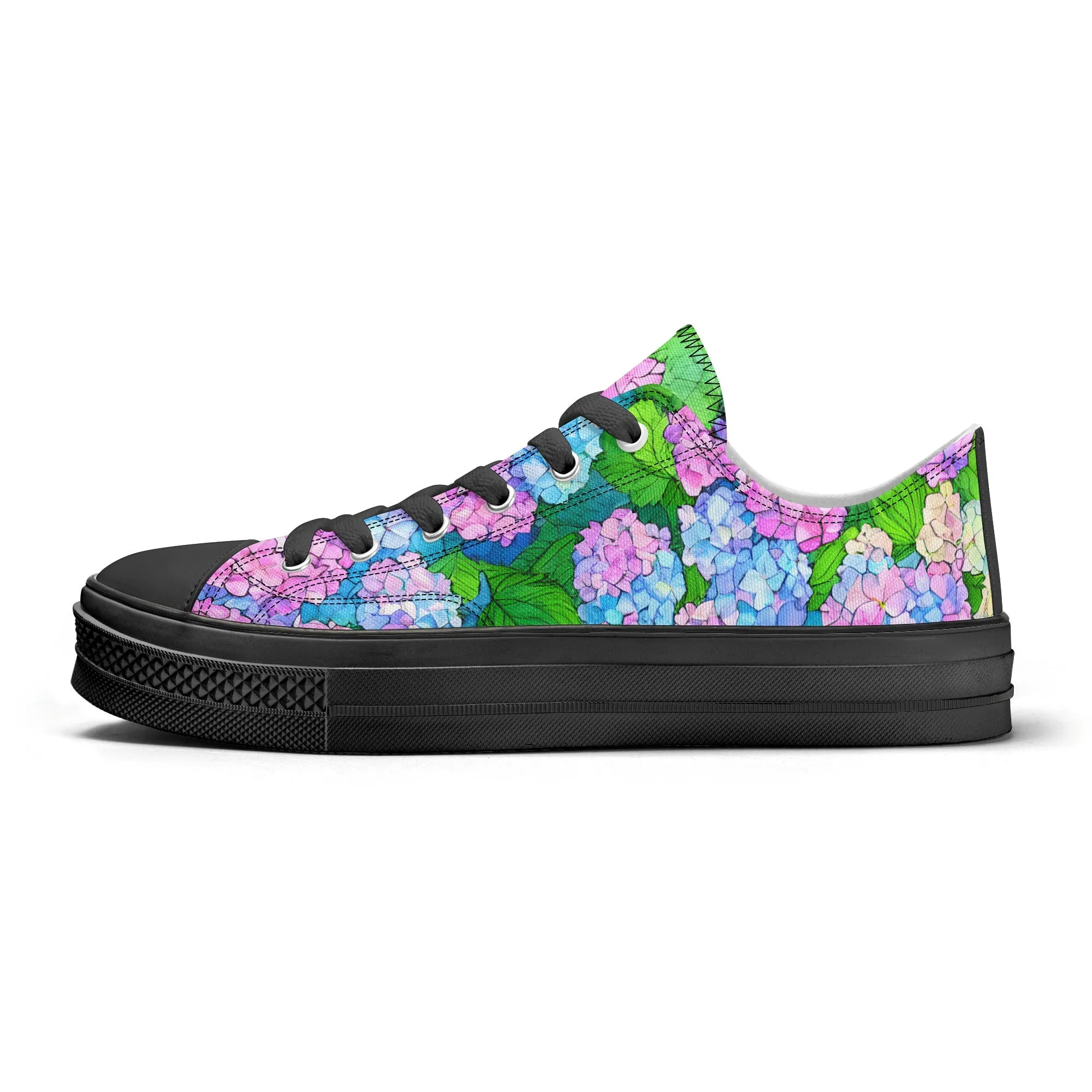 Hydrangea Mens Low Top Shoes, Garden Classic Canvas Converse Sneakers.