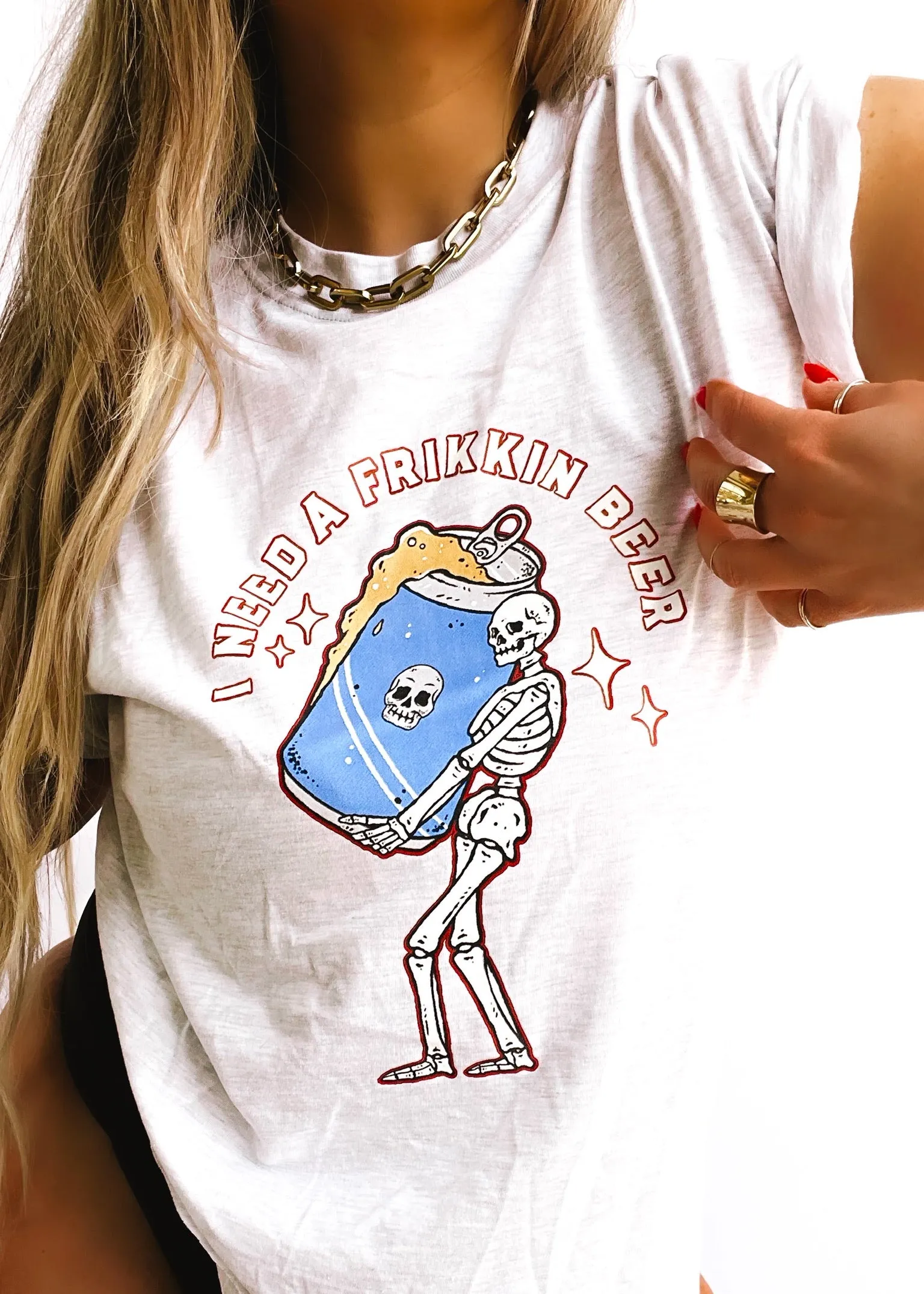 I NEED A FRIKKIN BEER SIDE SLIT TEE