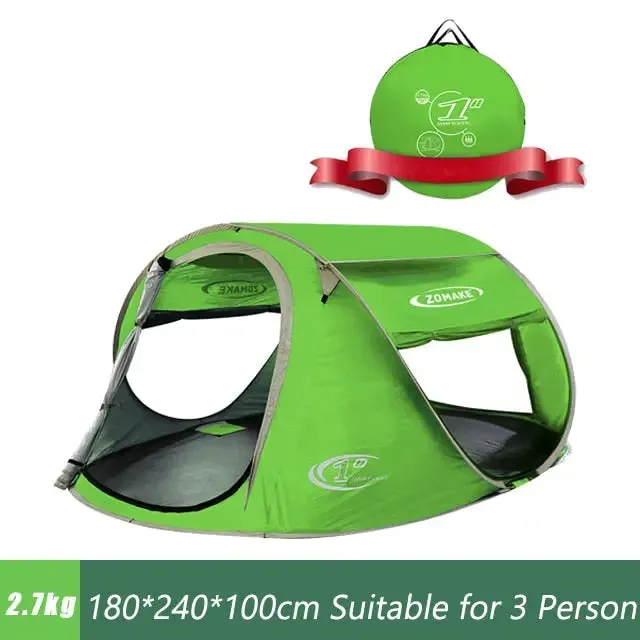 Instant Pop Up Beach Tent - Large Automatic Lightweight Camping Tent for 3 People - Waterproof and Foldable