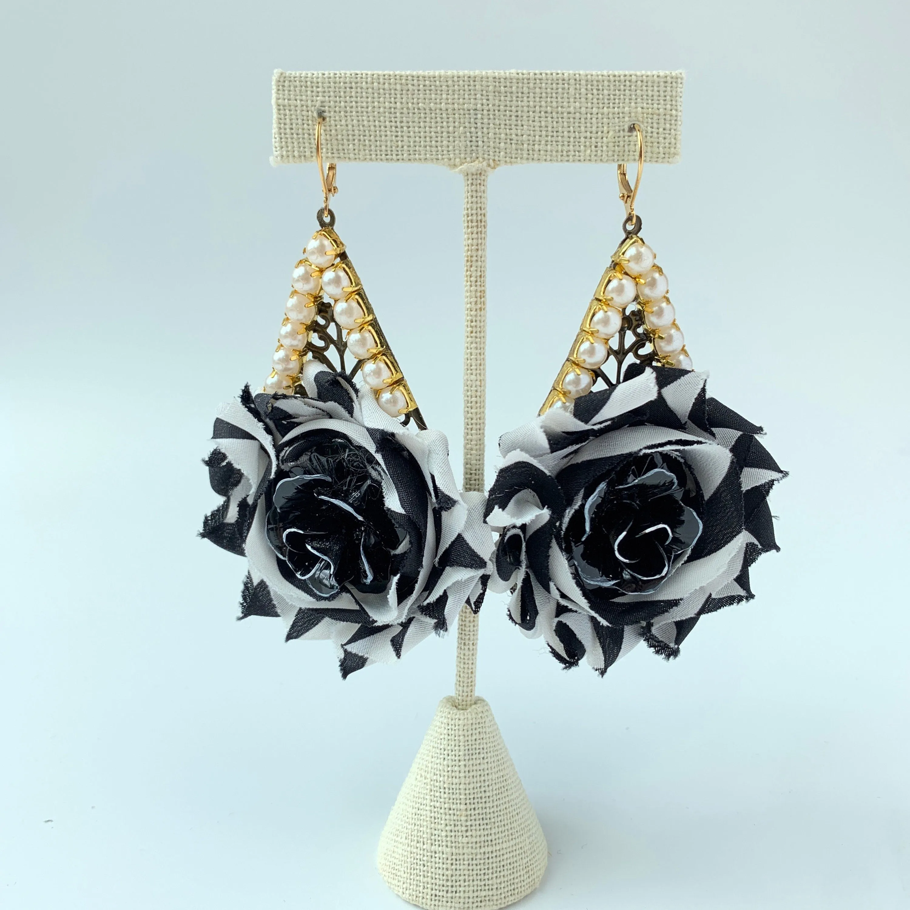 Isador Shabby Chic Rosette Drop Statement Earrings