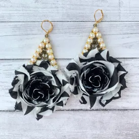 Isador Shabby Chic Rosette Drop Statement Earrings