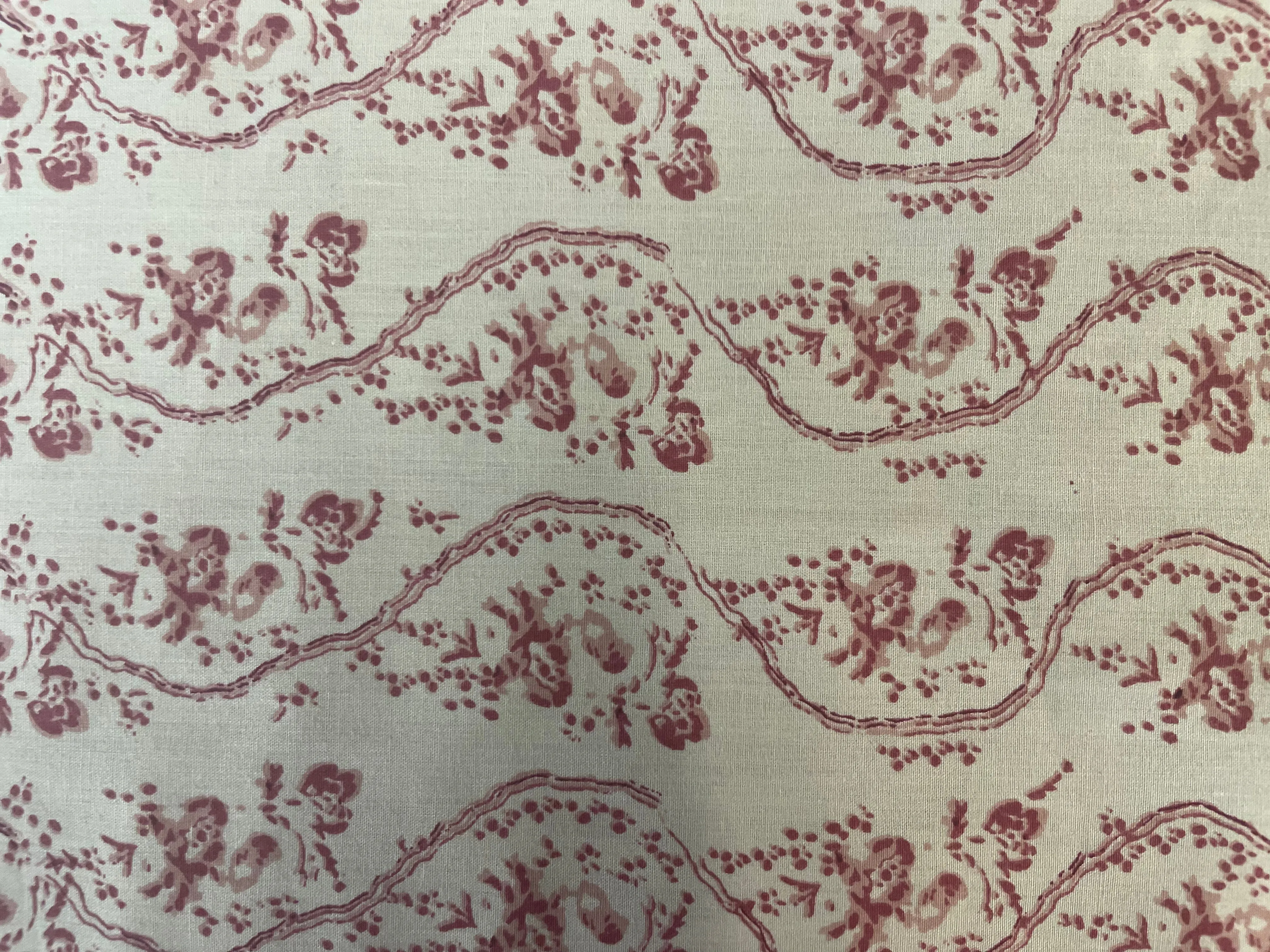 Elegant Italian Floral Giza Cotton Fabric - Cream and Maroon