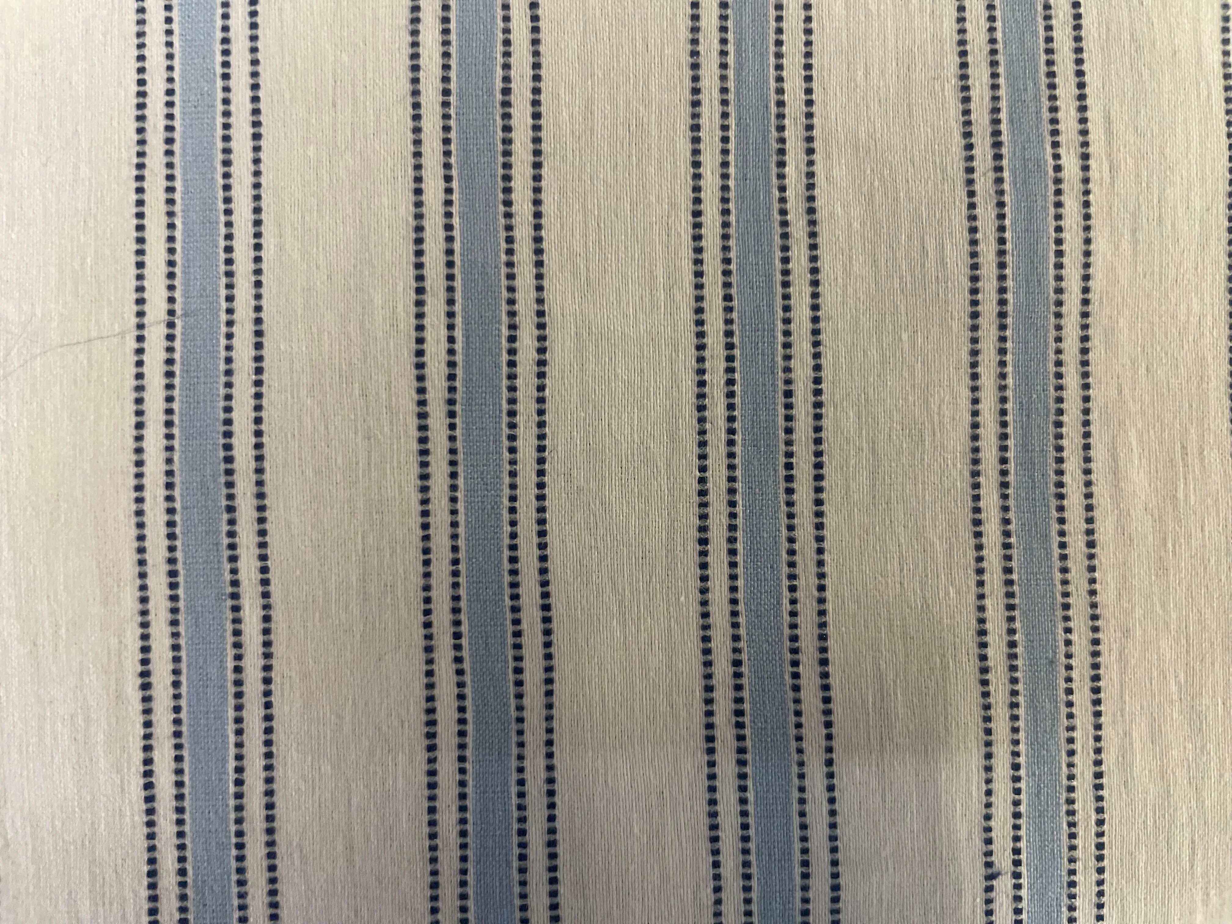 Italian Stretch Stripe Cotton Shirting - White & Light Blue