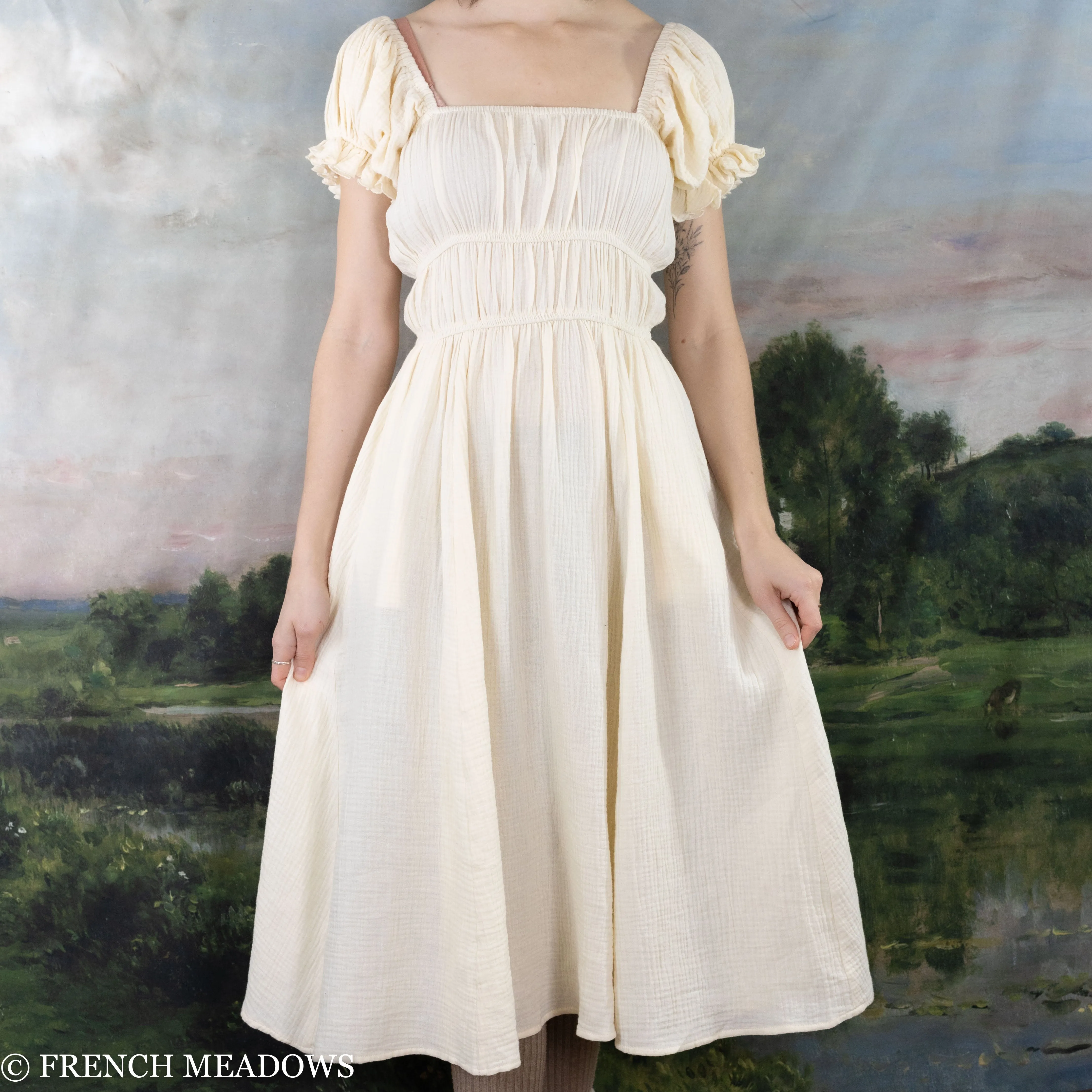 Ivory Cotton Milkmaid Dress
