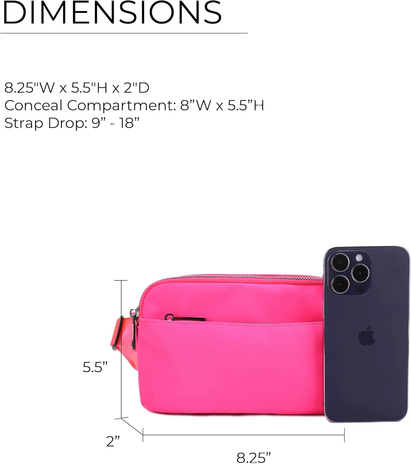 Jessie & James Crossbody Nylon Waist Pack with Adjustable Buckle Strap Fashion Multi Pocket Belt Bag| Neon Pink