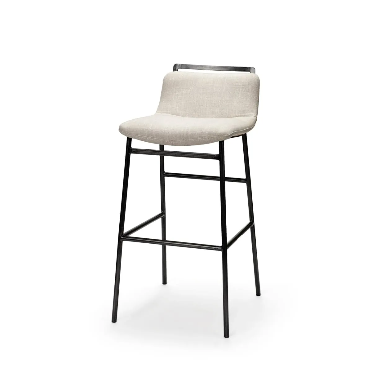 Kavalan Bar Counter Stool Beige Fabric | Gray Metal | Counter