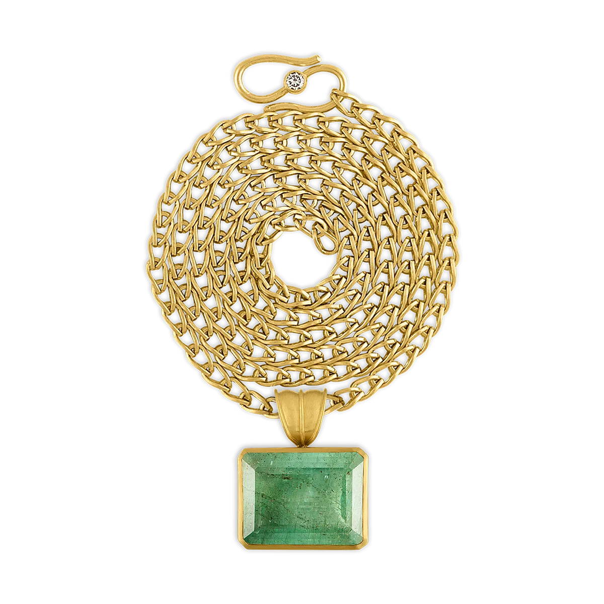 Large Green Beryl Block Pendant