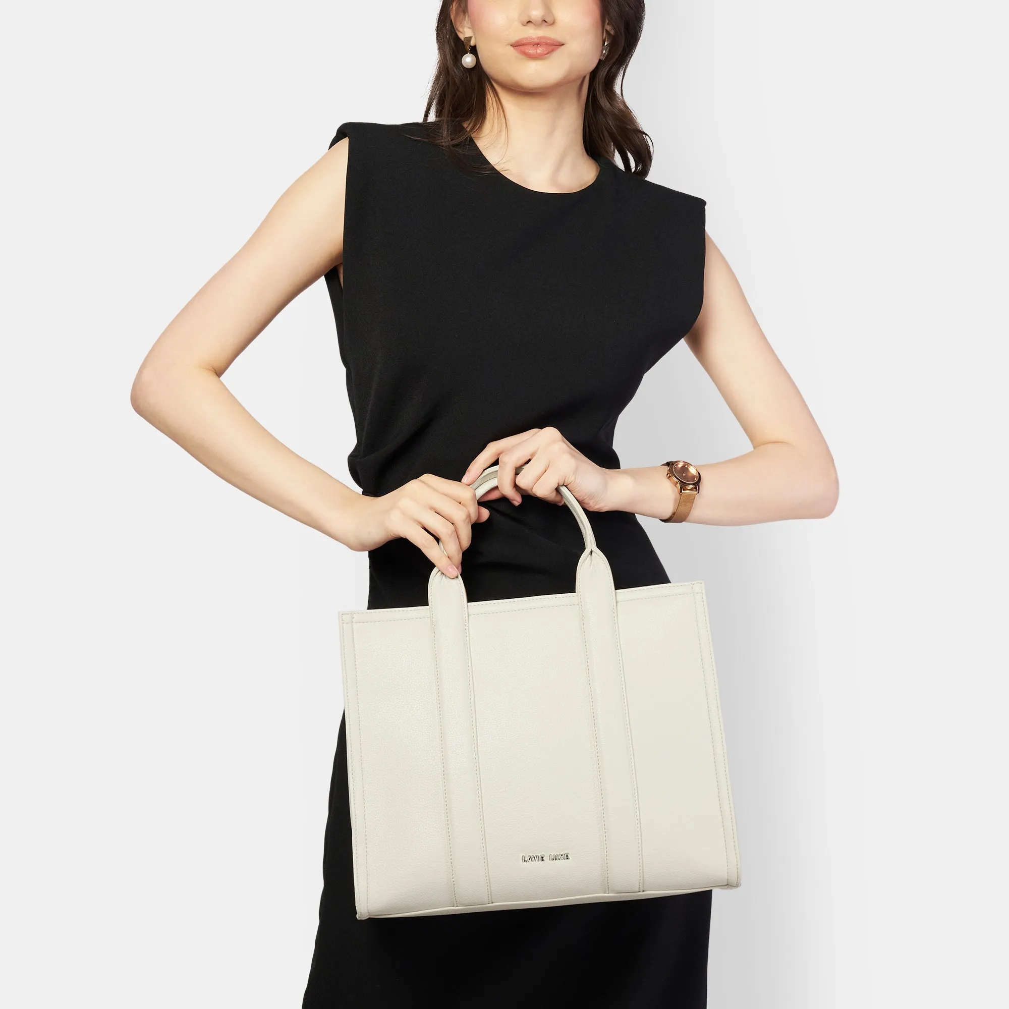 Lavie Luxe Cobs Off White Large Women'S Satchel