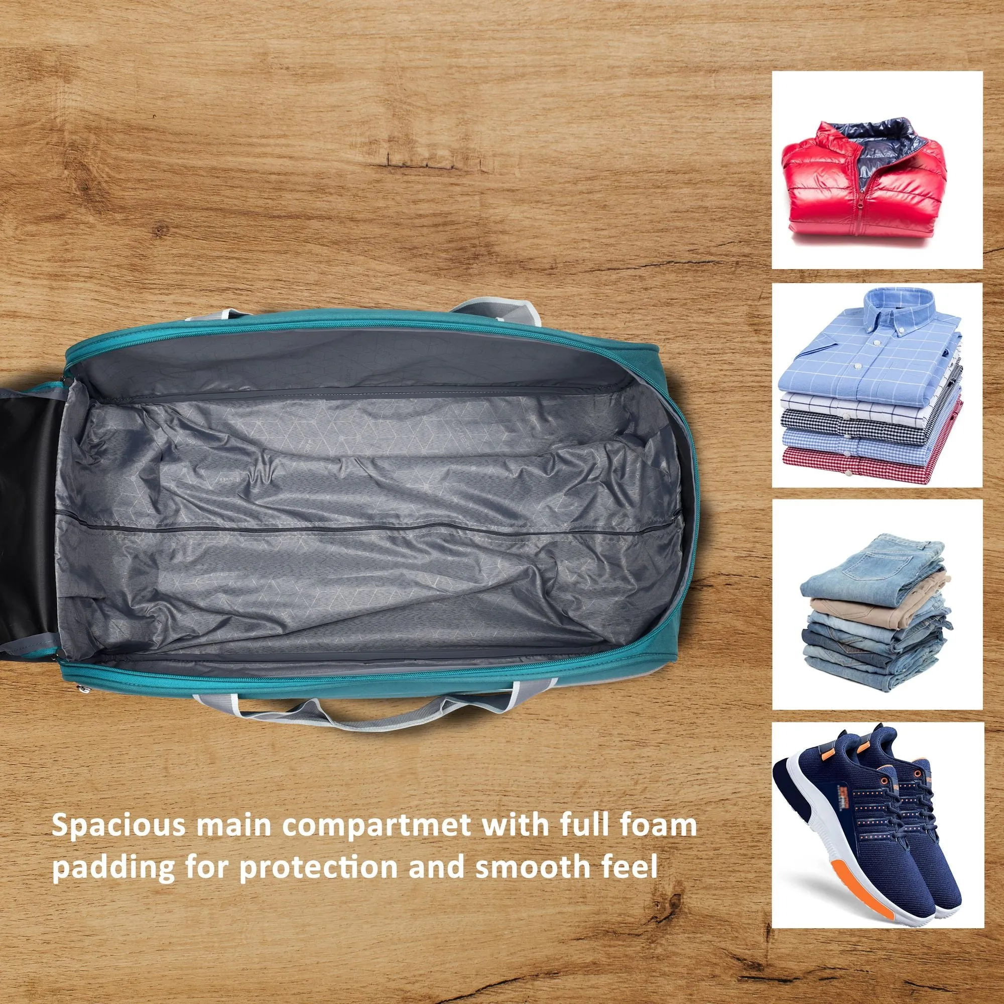 Lavie Sport Cabin Size 53 Cms Lino Wheel Duffle Bag Teal
