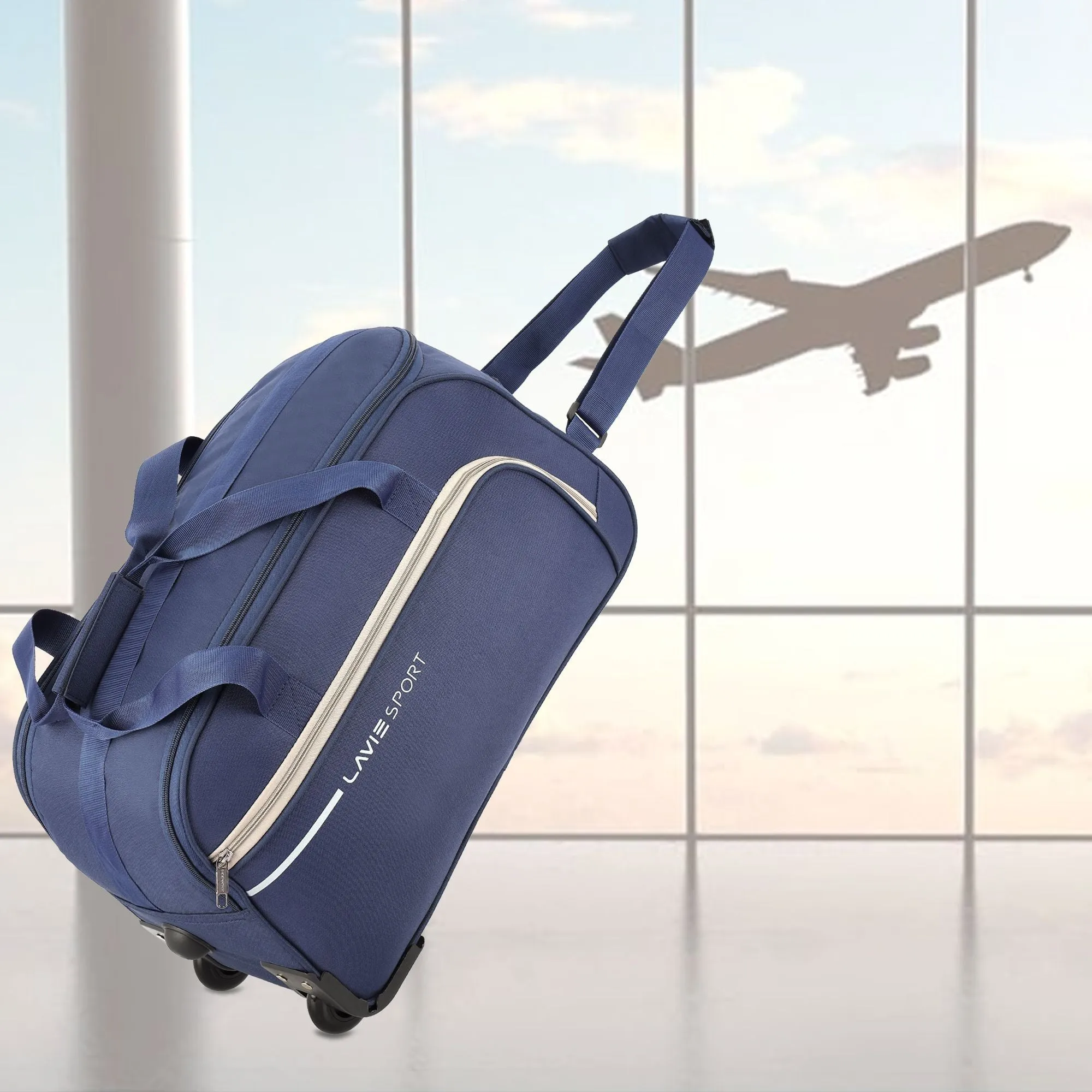 Lavie Sport Galactic M Cabin Size 53 cms Wheel Duffle Bag | 2 Wheel Duffle Bag Navy
