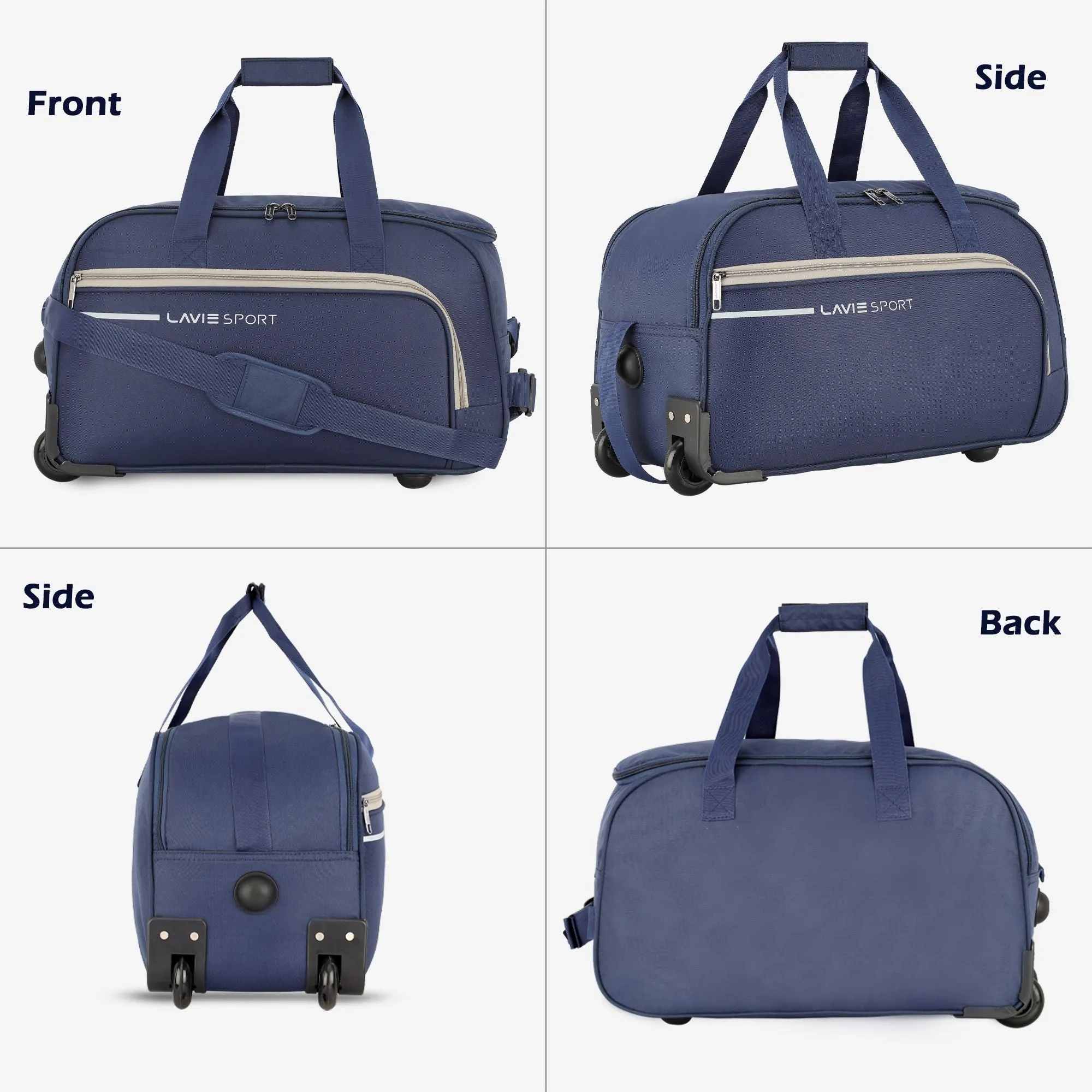 Lavie Sport Galactic M Cabin Size 53 cms Wheel Duffle Bag | 2 Wheel Duffle Bag Navy