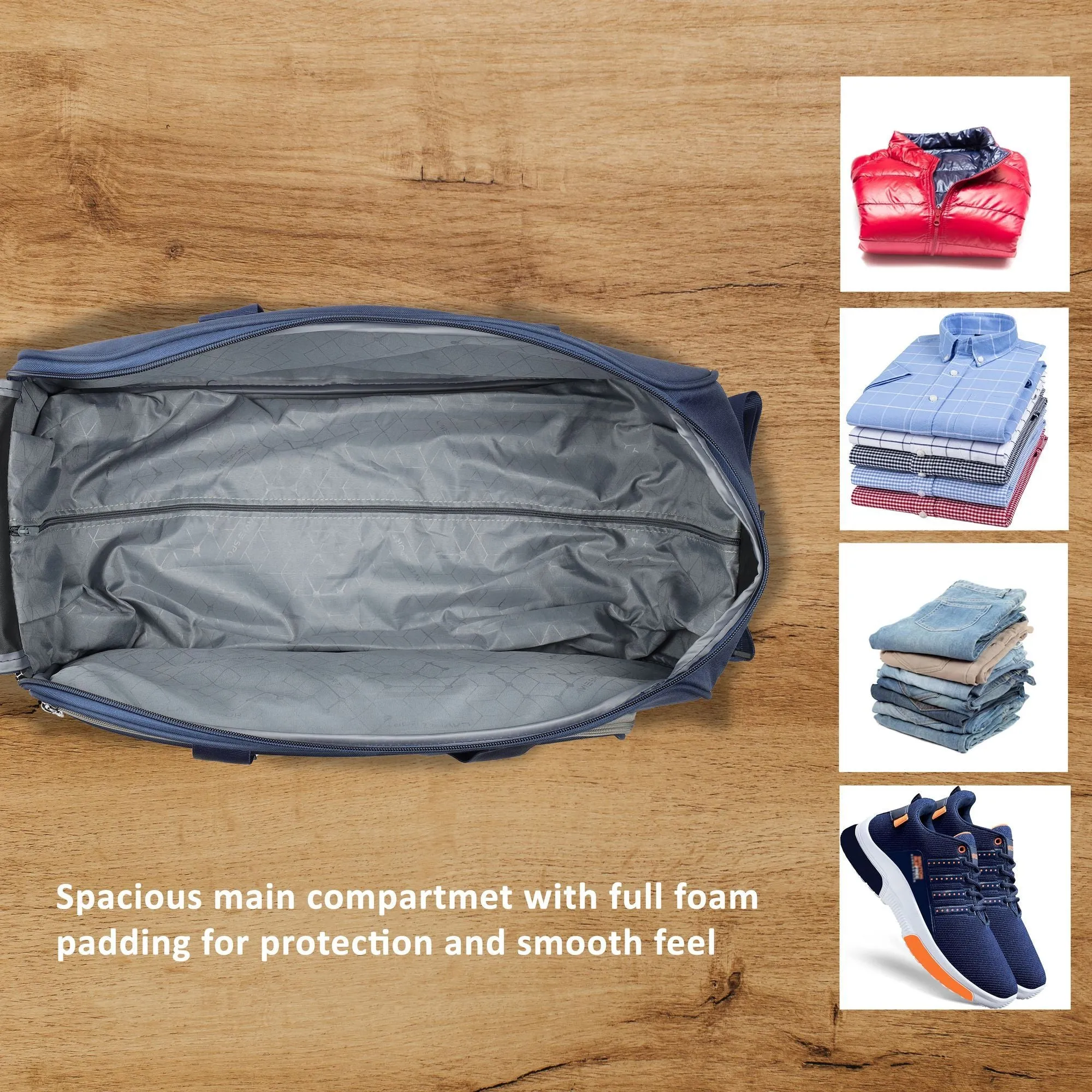 Lavie Sport Galactic M Cabin Size 53 cms Wheel Duffle Bag | 2 Wheel Duffle Bag Navy