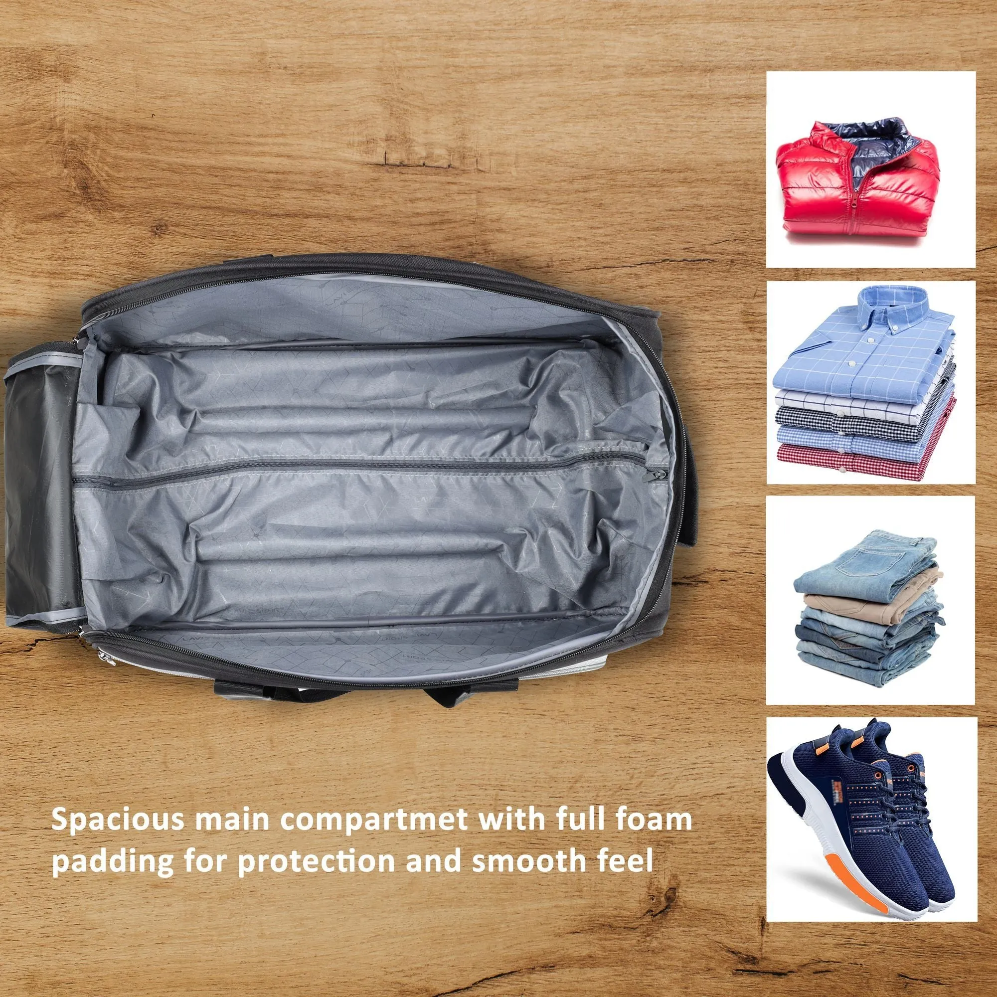 Lavie Sport Large Size 62 Cms Galactic Wheel Duffle Bag | Black