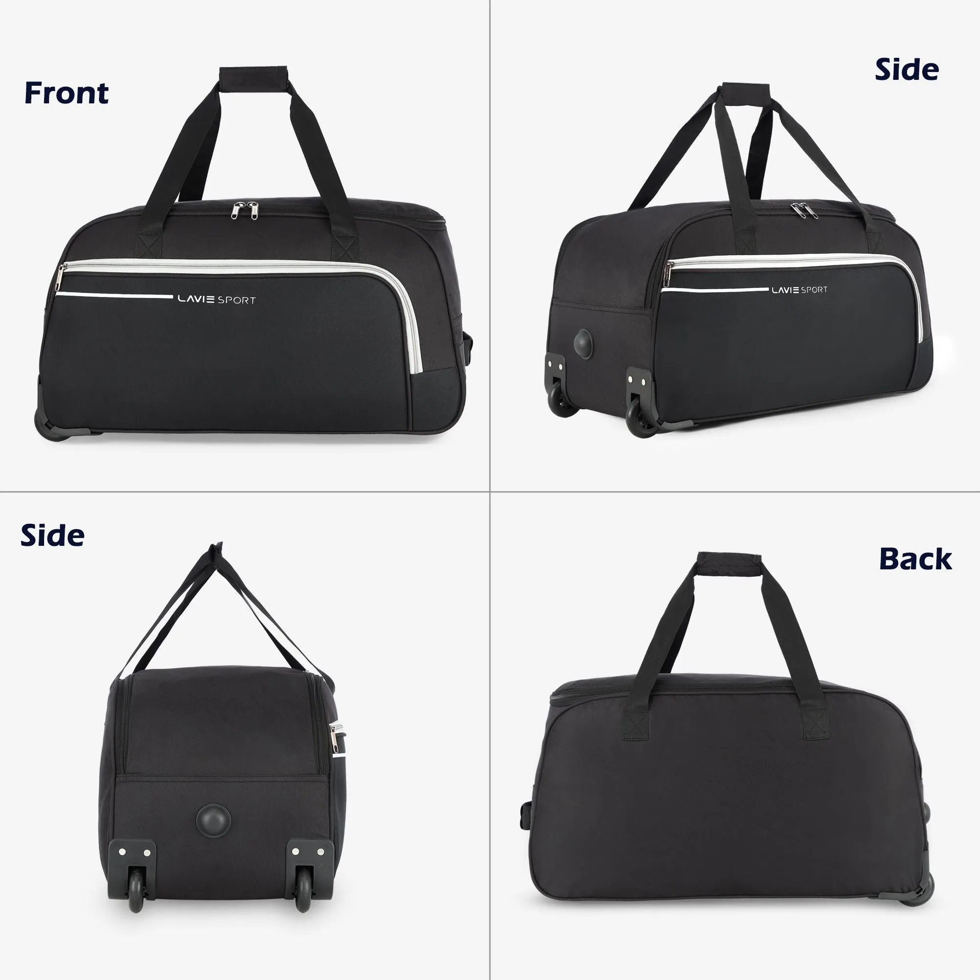 Lavie Sport Large Size 62 Cms Galactic Wheel Duffle Bag | Black