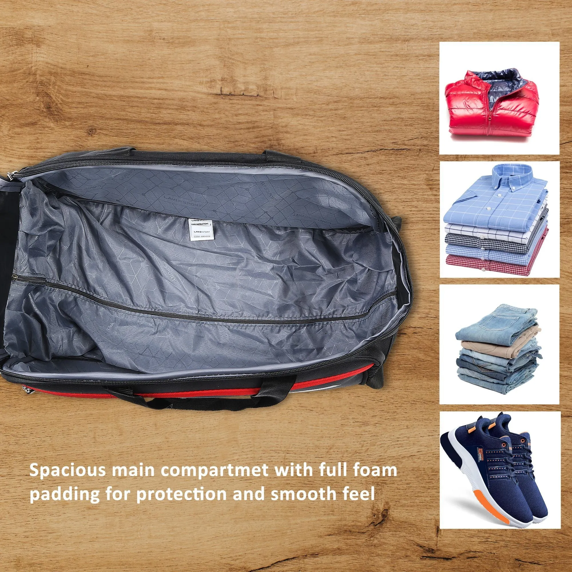 Lavie Sport Lino M Cabin Size 53 Cms Wheel Duffle Bag | 2 Wheel Duffle Bag Black