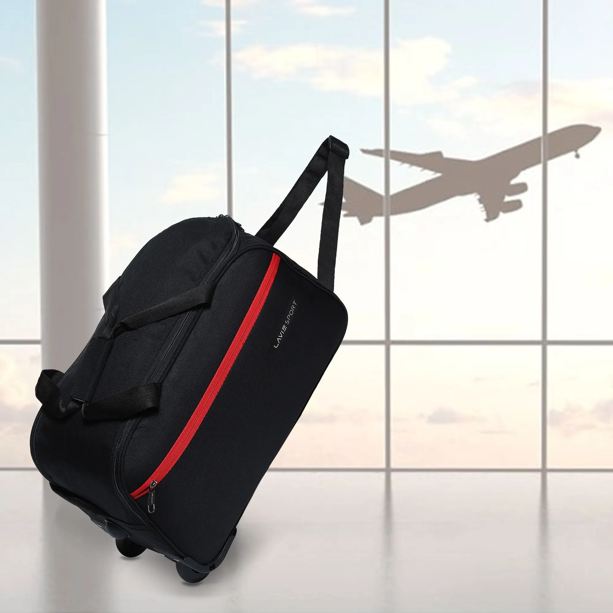 Lavie Sport Lino M Cabin Size 53 Cms Wheel Duffle Bag | 2 Wheel Duffle Bag Black