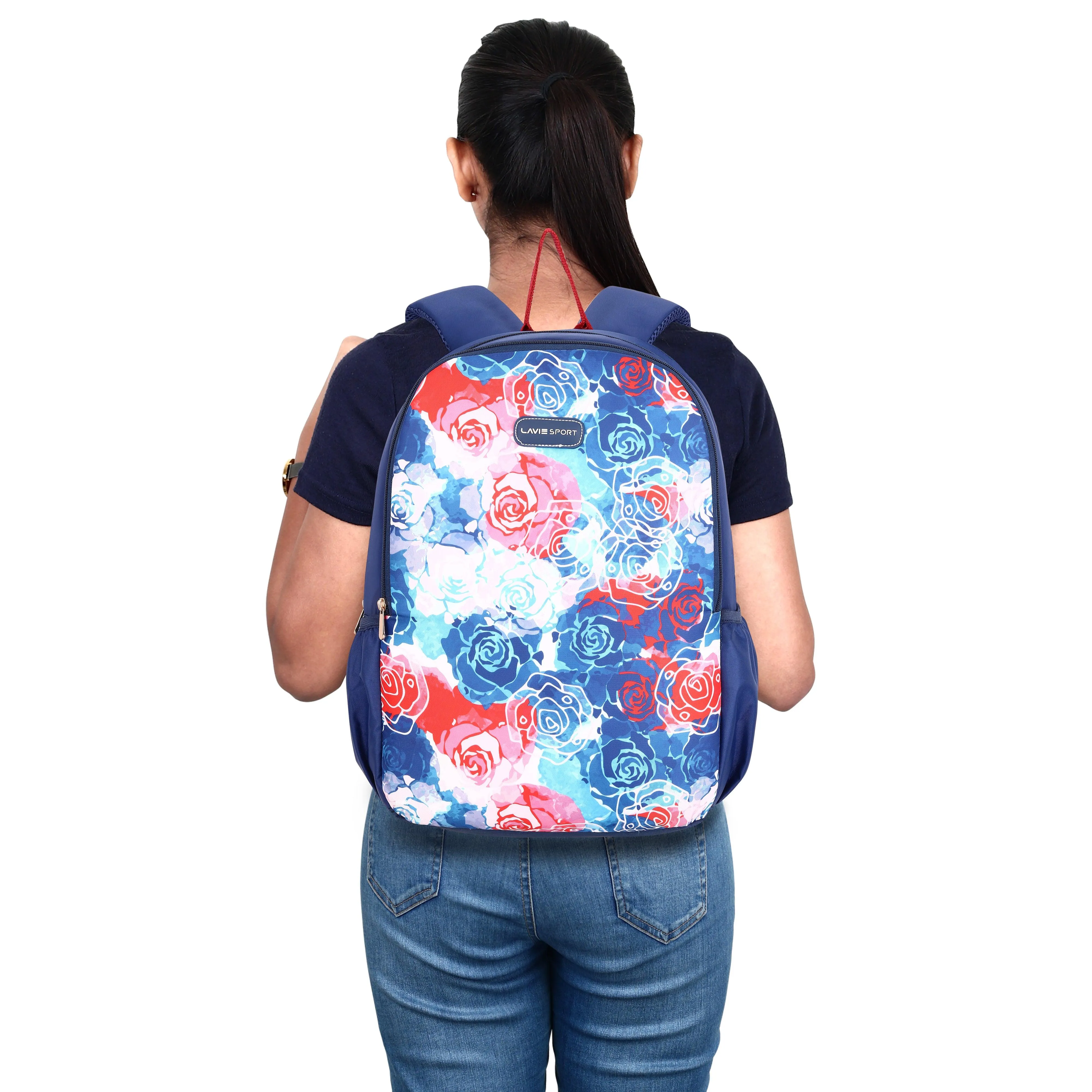 Lavie Sport Rose - 17.5" 26 Litres Casual Backpack | School College Bag For Boys & Girls Navy