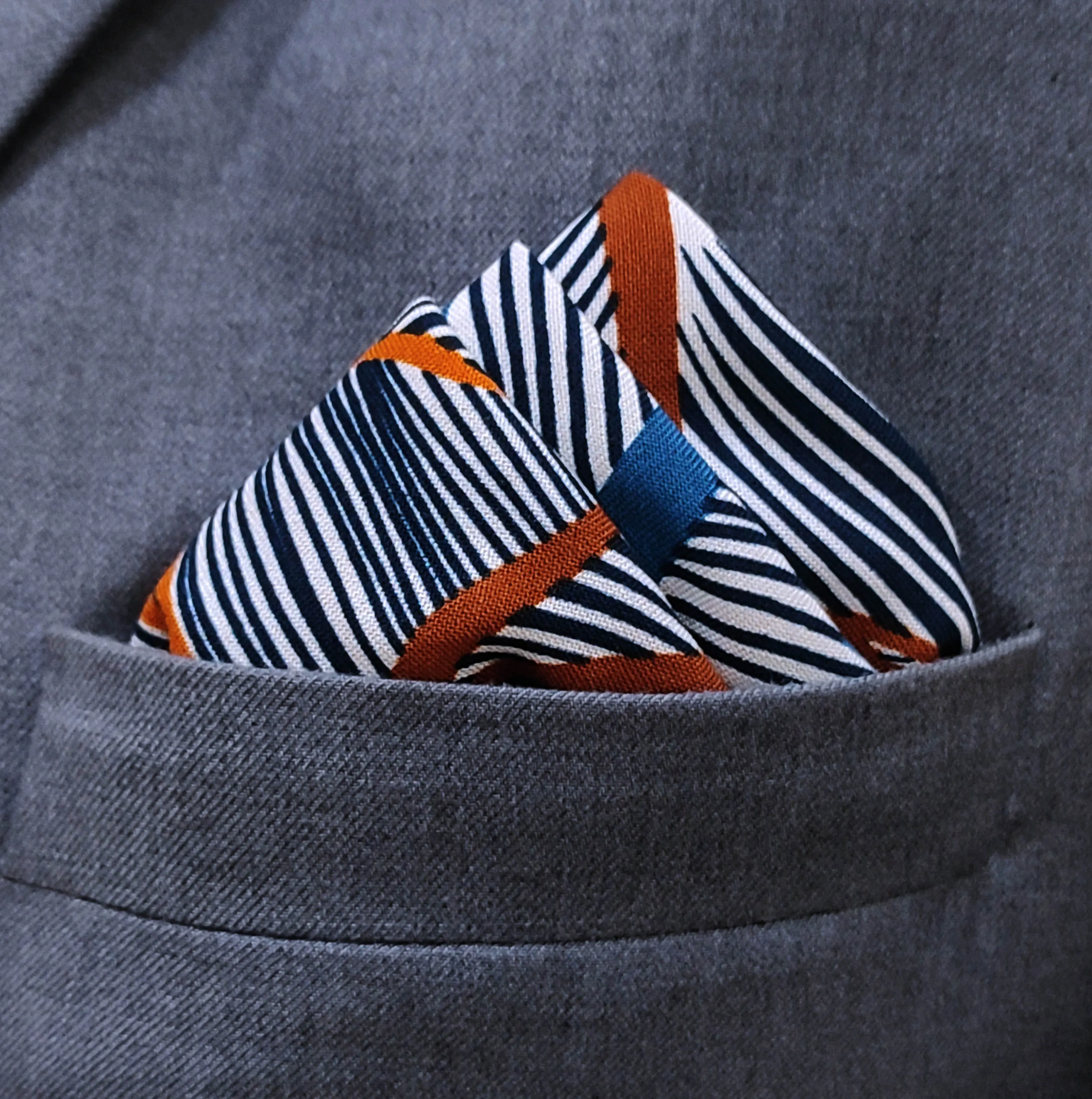 Leafy Blue Linen Pocket Squares