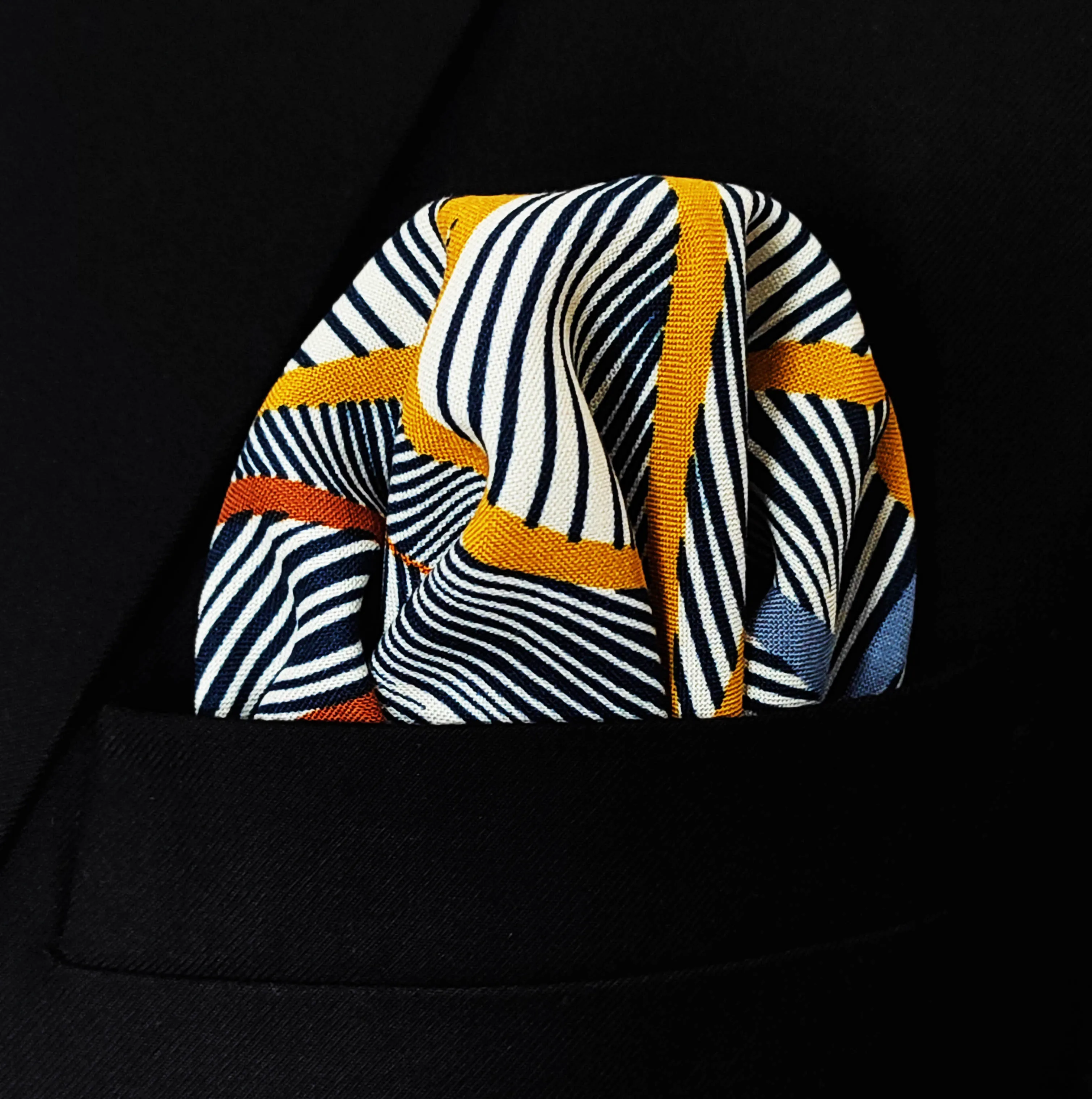 Leafy Blue Linen Pocket Squares