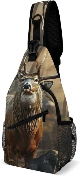 Lightweight Chest Bag Crossbody Bag Deer Hunting Season Sling Backpack for Women Men Sports Travel