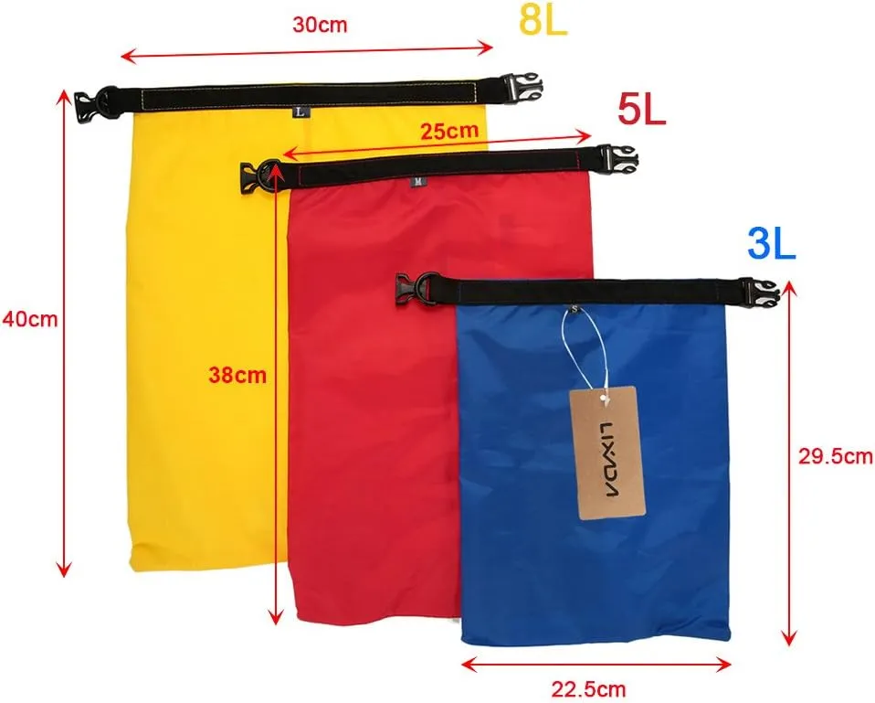 Lixada Waterproof Dry Bags, 3/5/6 Pack Ultimate Dry Sack - 3L 5L 8L Lightweight, Roll Top Outdoor Dry Sacks for Kayaking Camping Hiking Traveling Boating Water Sports