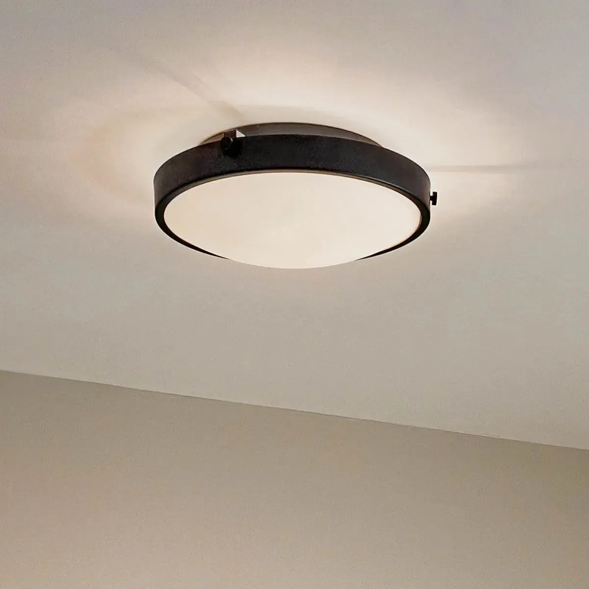 Lytham 21" 4-Light Flush Mount Light with Clear Satin Etched Glass, Black Finish