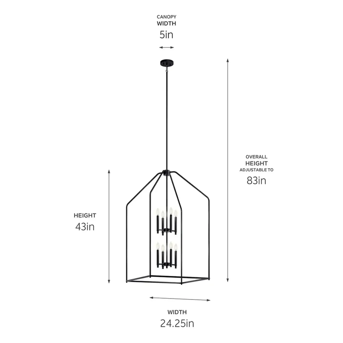 Madden 24" 8-Light Pendant Light, Black Finish