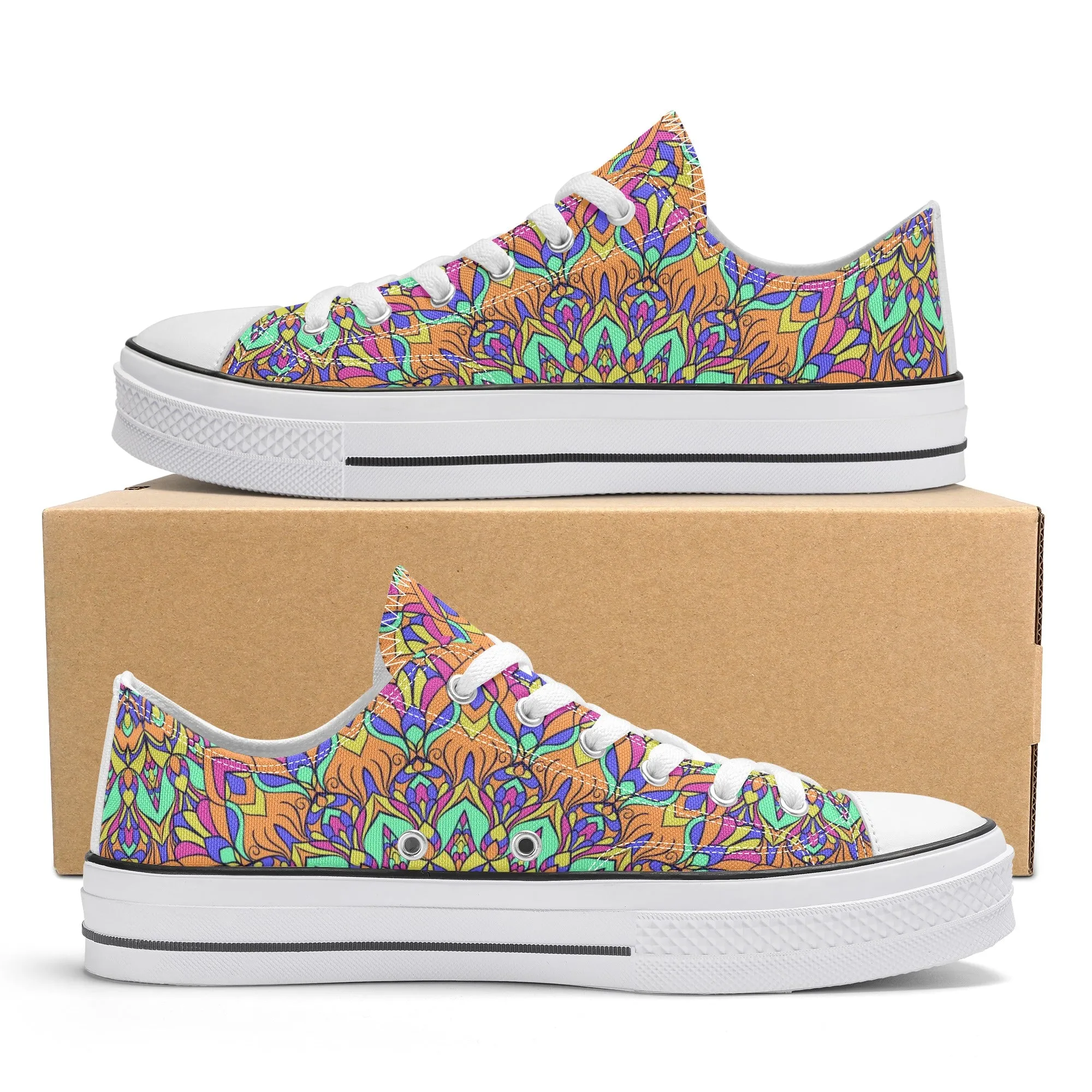 Mandala Pattern - Womens Classic Low Top Canvas Shoes for Footwear Lovers