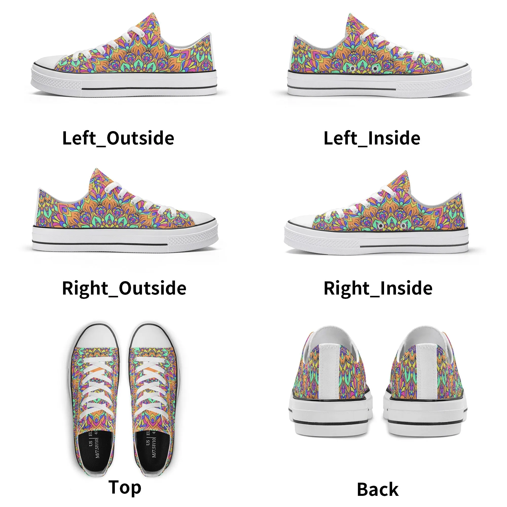 Mandala Pattern - Womens Classic Low Top Canvas Shoes for Footwear Lovers