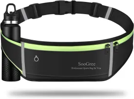 Men Women Running Belt Fanny Pack,Reflective Workout Sport Waist Pack Bag,Running Phone Holder Belt with Water Bottle Holder, Ideal for Running,Walking,Cycling,Gym Workouts (GSP1189-Black)