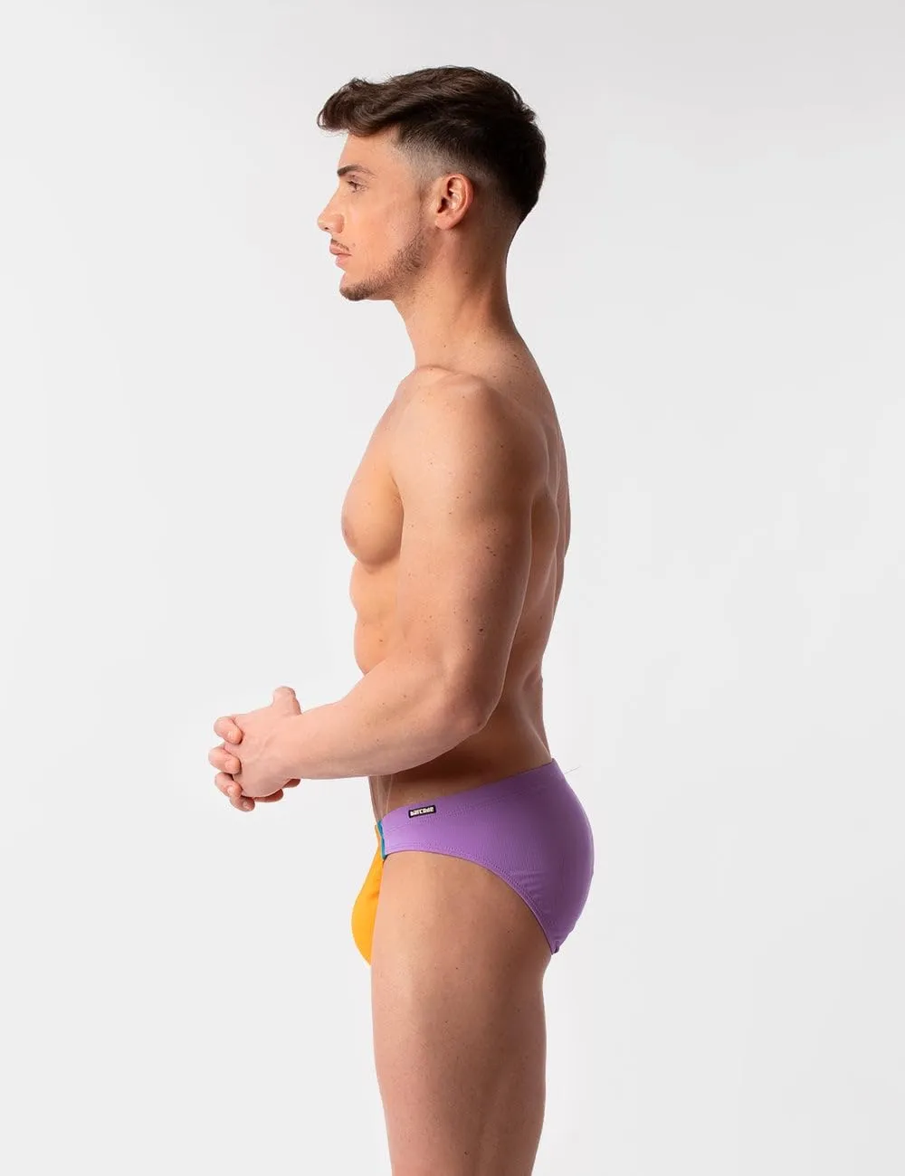 Mens Bottom_only Swimwear - Avas Swim Brief Orange-Lila-Blue