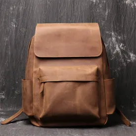 Men's Crazy Horse Leather backpack Personalized Leather Travel Backpack Large Leather Laptop Backpack Best Gifts For Him