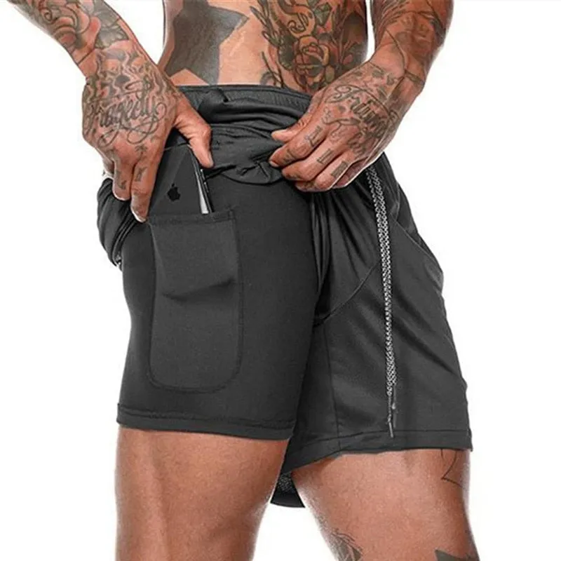 Men's Running Shorts - 2 in 1 Double-Deck Quick Drying Sports Shorts for Jogging, Gym, and Sports Activities