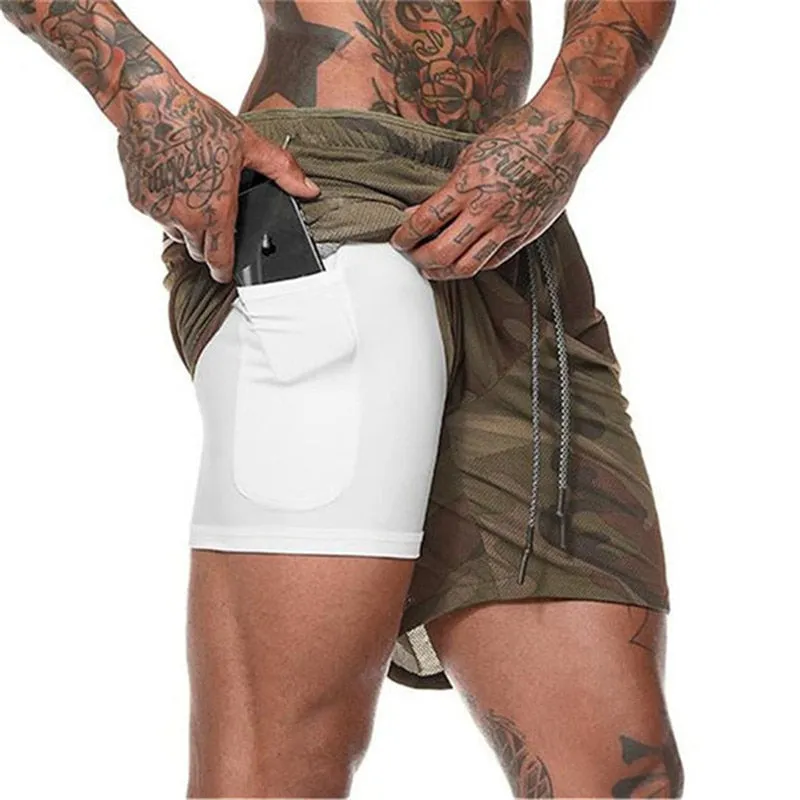 Men's Running Shorts - 2 in 1 Double-Deck Quick Drying Sports Shorts for Jogging, Gym, and Sports Activities