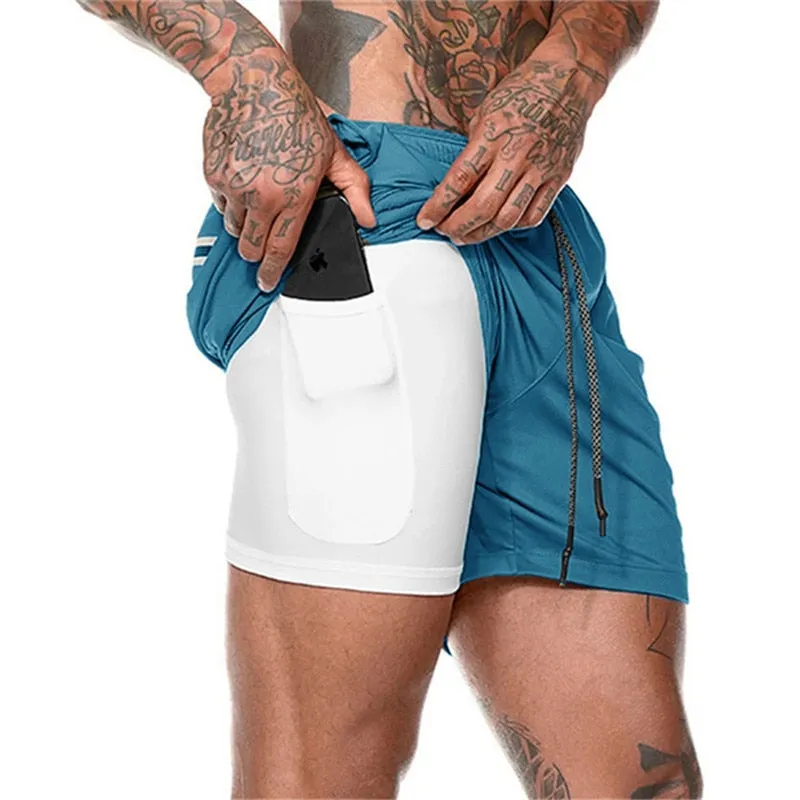 Men's Running Shorts - 2 in 1 Double-Deck Quick Drying Sports Shorts for Jogging, Gym, and Sports Activities