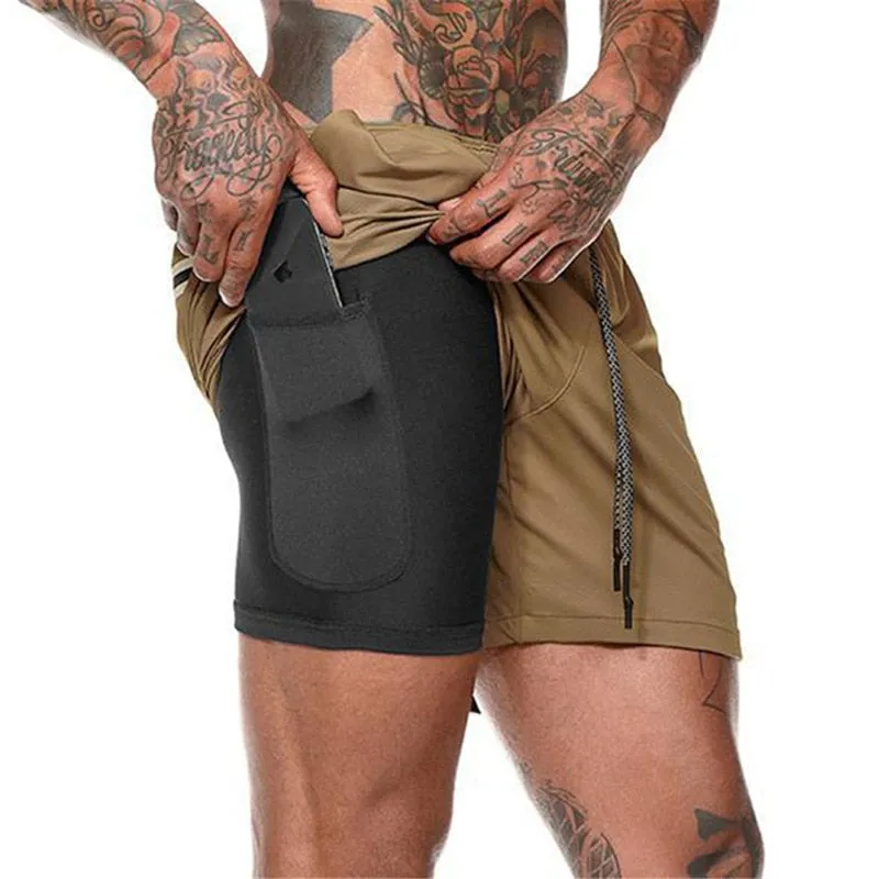 Men's Running Shorts - 2 in 1 Double-Deck Quick Drying Sports Shorts for Jogging, Gym, and Sports Activities