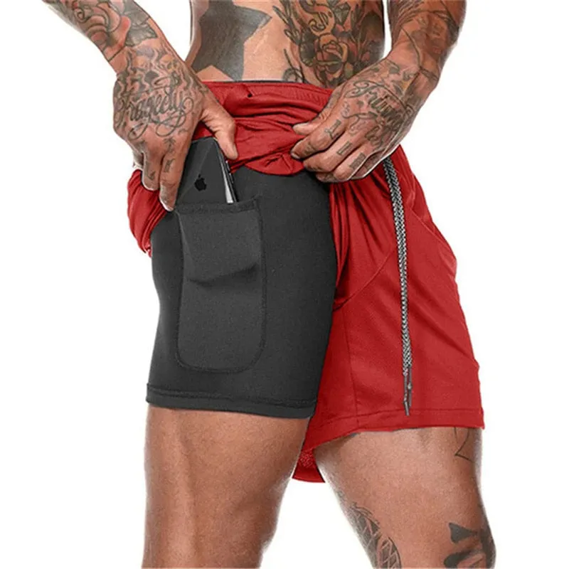 Men's Running Shorts - 2 in 1 Double-Deck Quick Drying Sports Shorts for Jogging, Gym, and Sports Activities