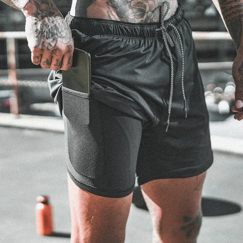Men's Running Shorts - 2 in 1 Double-Deck Quick Drying Sports Shorts for Jogging, Gym, and Sports Activities